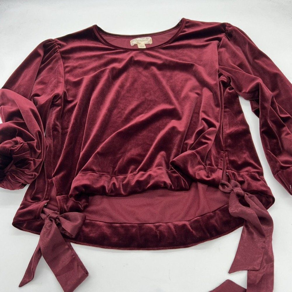 Band of Gypsies Red Velvet Blouse Top side ties Size medium